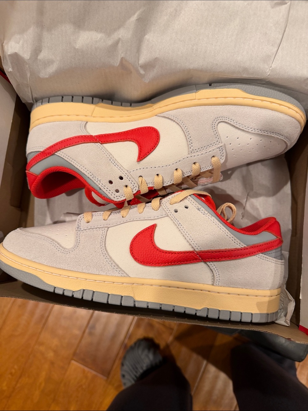 Men's Red Swoosh Low-Top Sneakers - Neutral/Red Nike Dunk Low